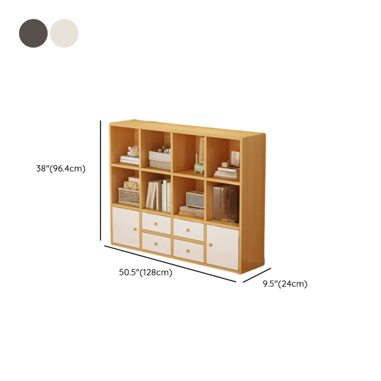 Simple Modular Drawers Wood Cube Short Bookcase Image - 25