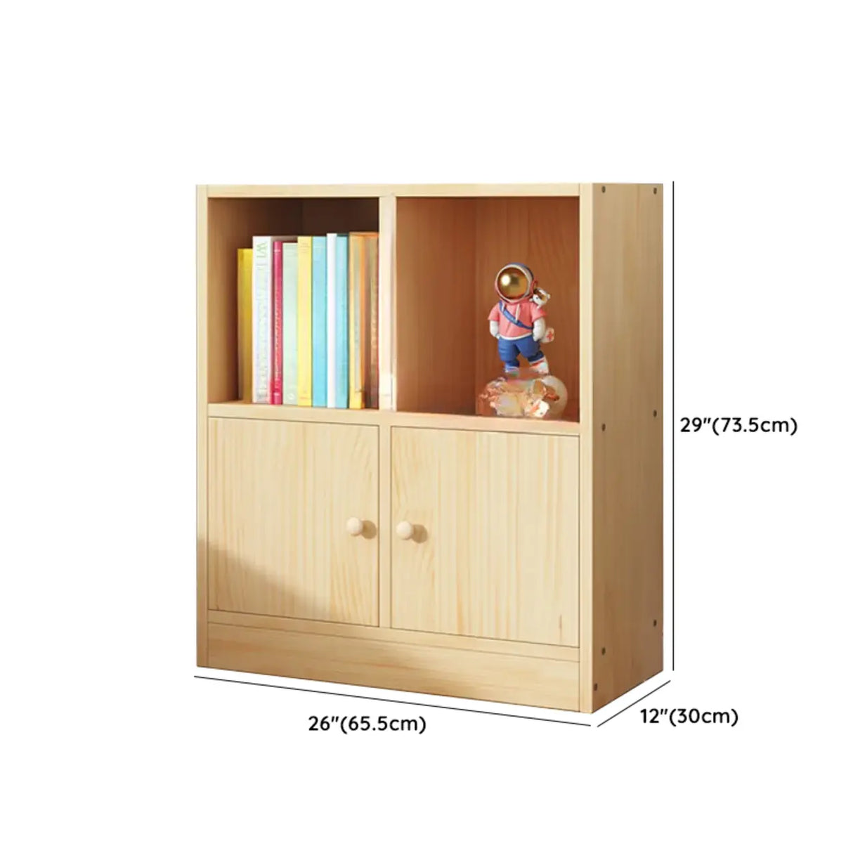 Simple Natural Finish Pine Closed Organizer Bookcase Image - 36
