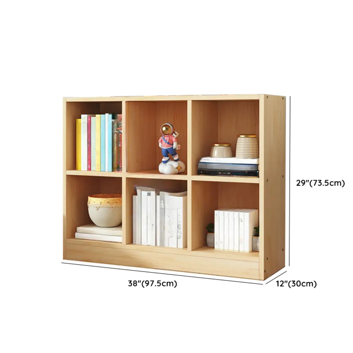 Simple Natural Finish Pine Closed Organizer Bookcase Image - 37