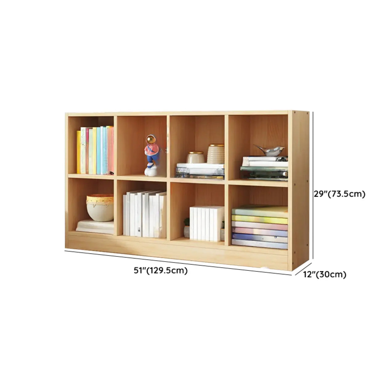 Simple Natural Finish Pine Closed Organizer Bookcase Image - 39