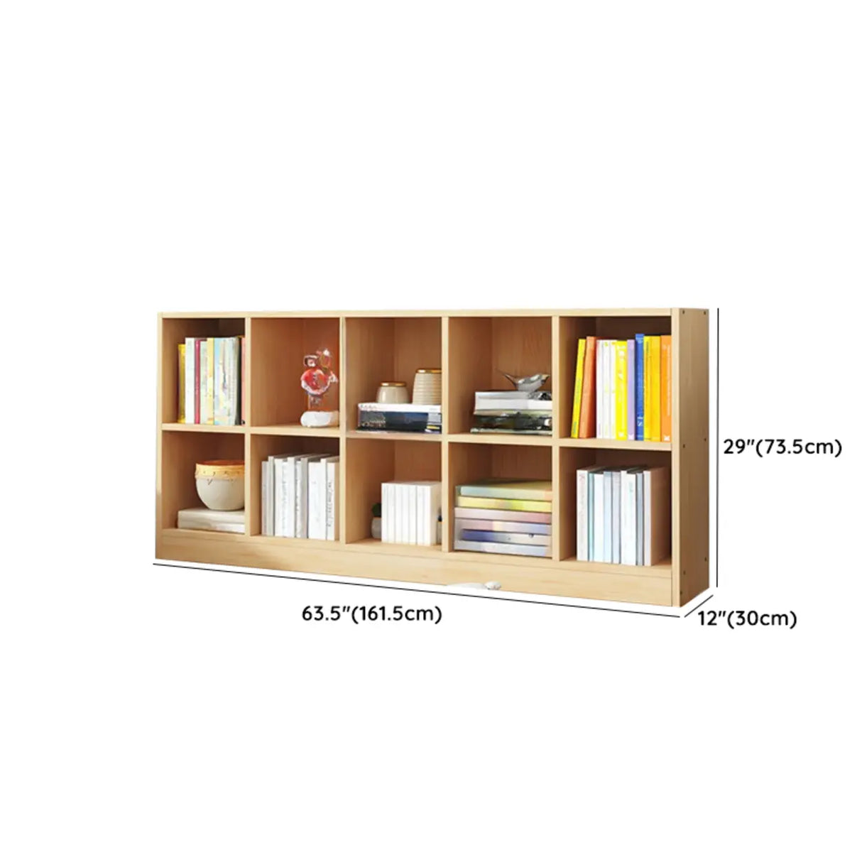 Simple Natural Finish Pine Closed Organizer Bookcase Image - 41