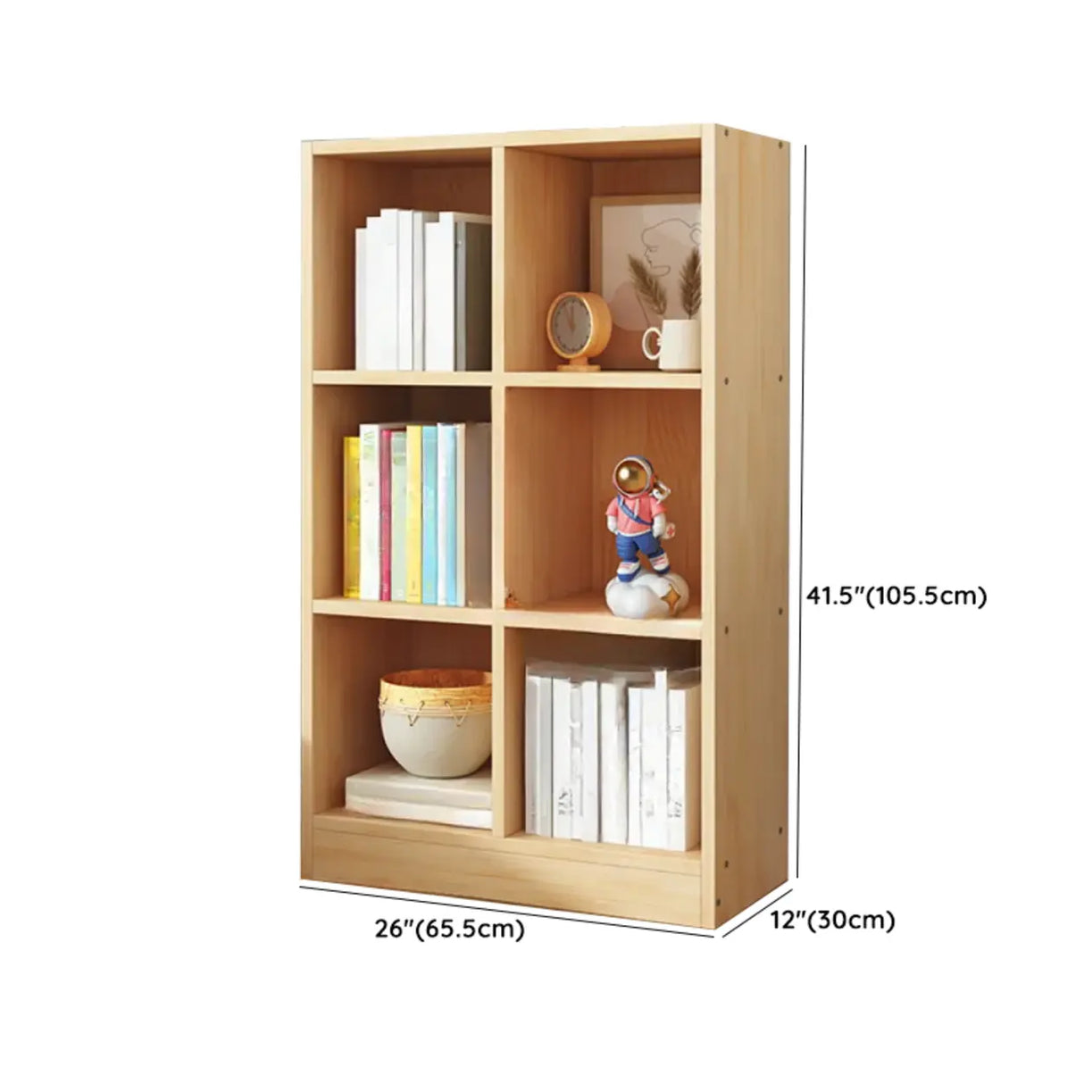 Simple Natural Finish Pine Closed Organizer Bookcase Image - 43