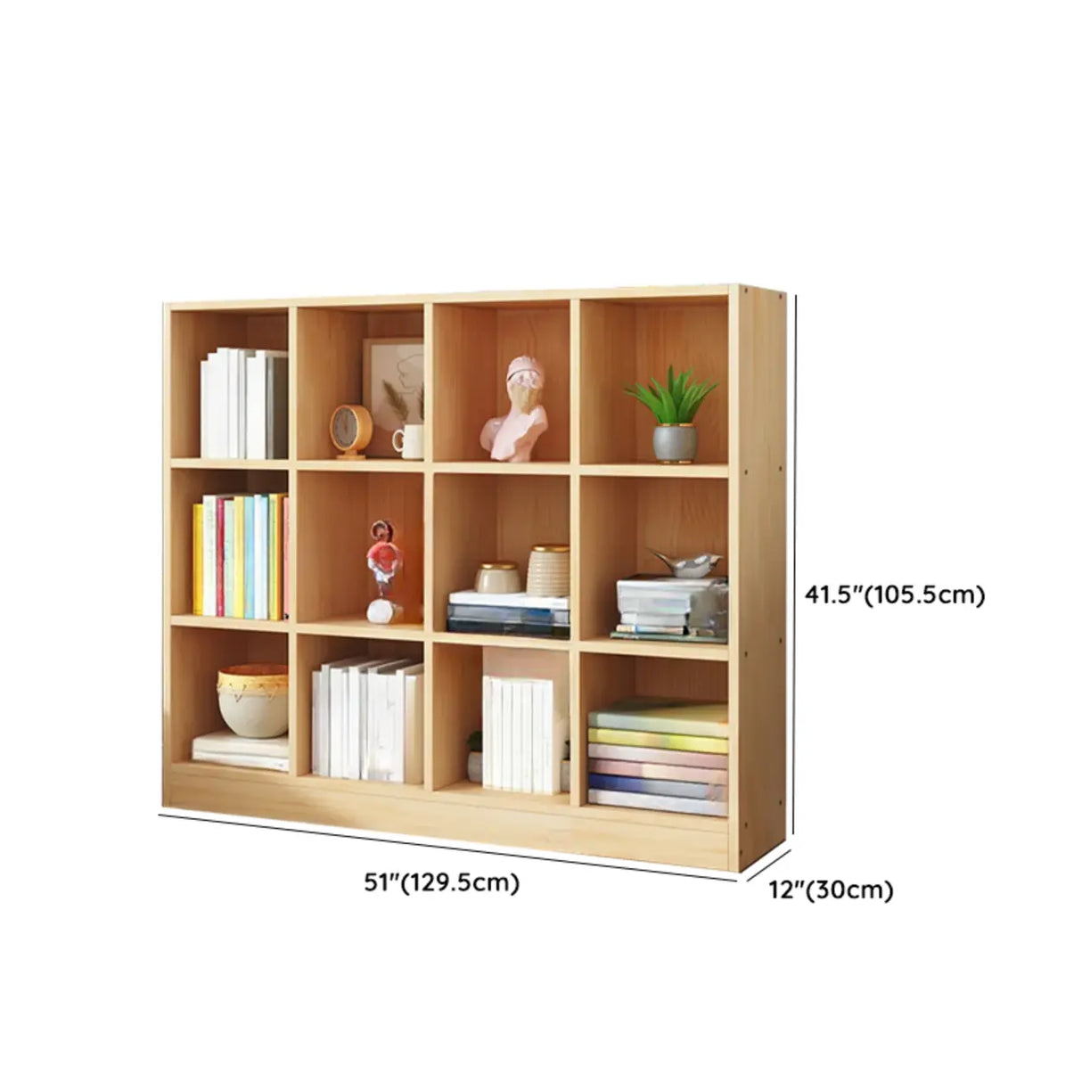 Simple Natural Finish Pine Closed Organizer Bookcase Image - 47