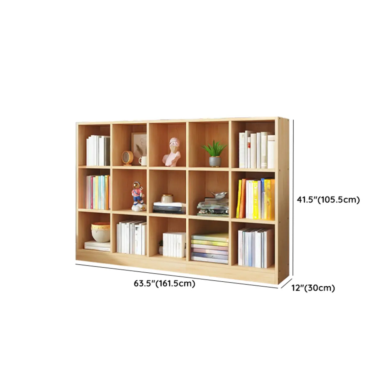 Simple Natural Finish Pine Closed Organizer Bookcase Image - 49