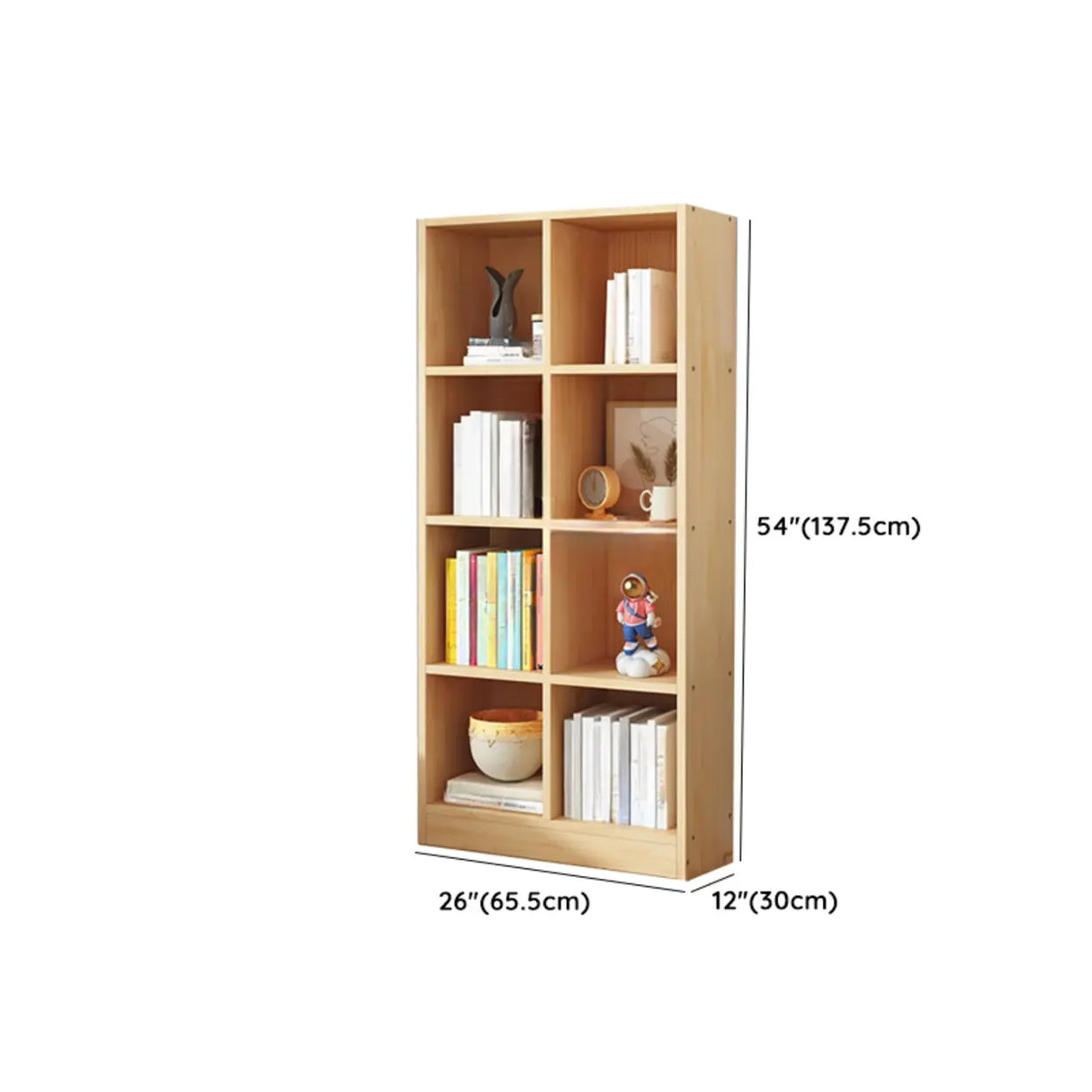 Simple Natural Finish Pine Closed Organizer Bookcase Image - 51