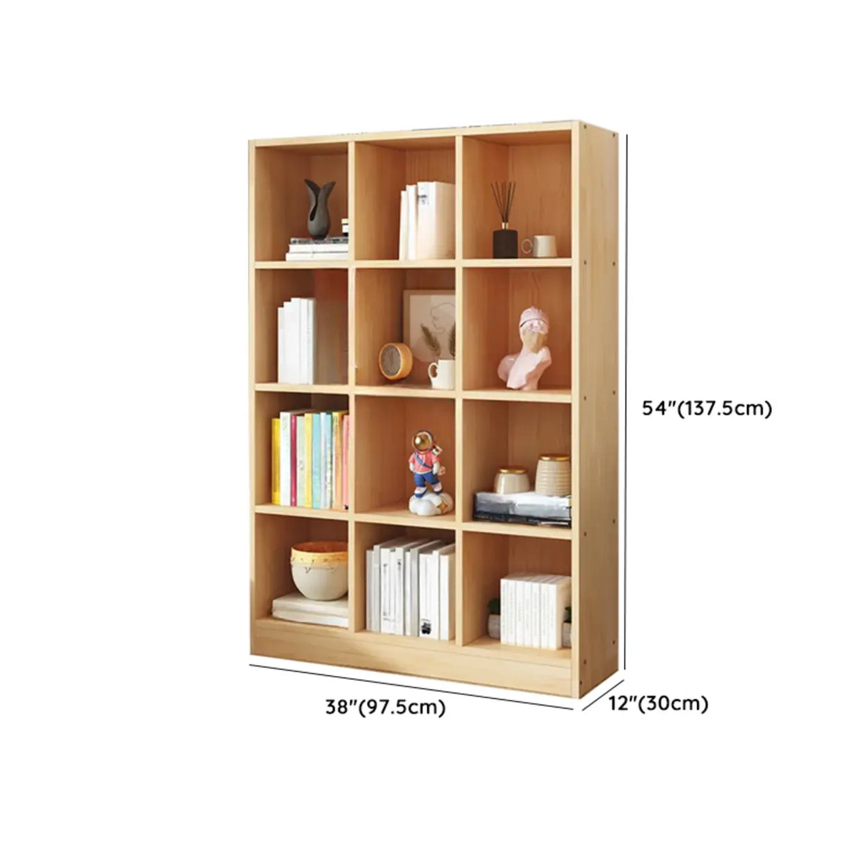 Simple Natural Finish Pine Closed Organizer Bookcase Image - 53