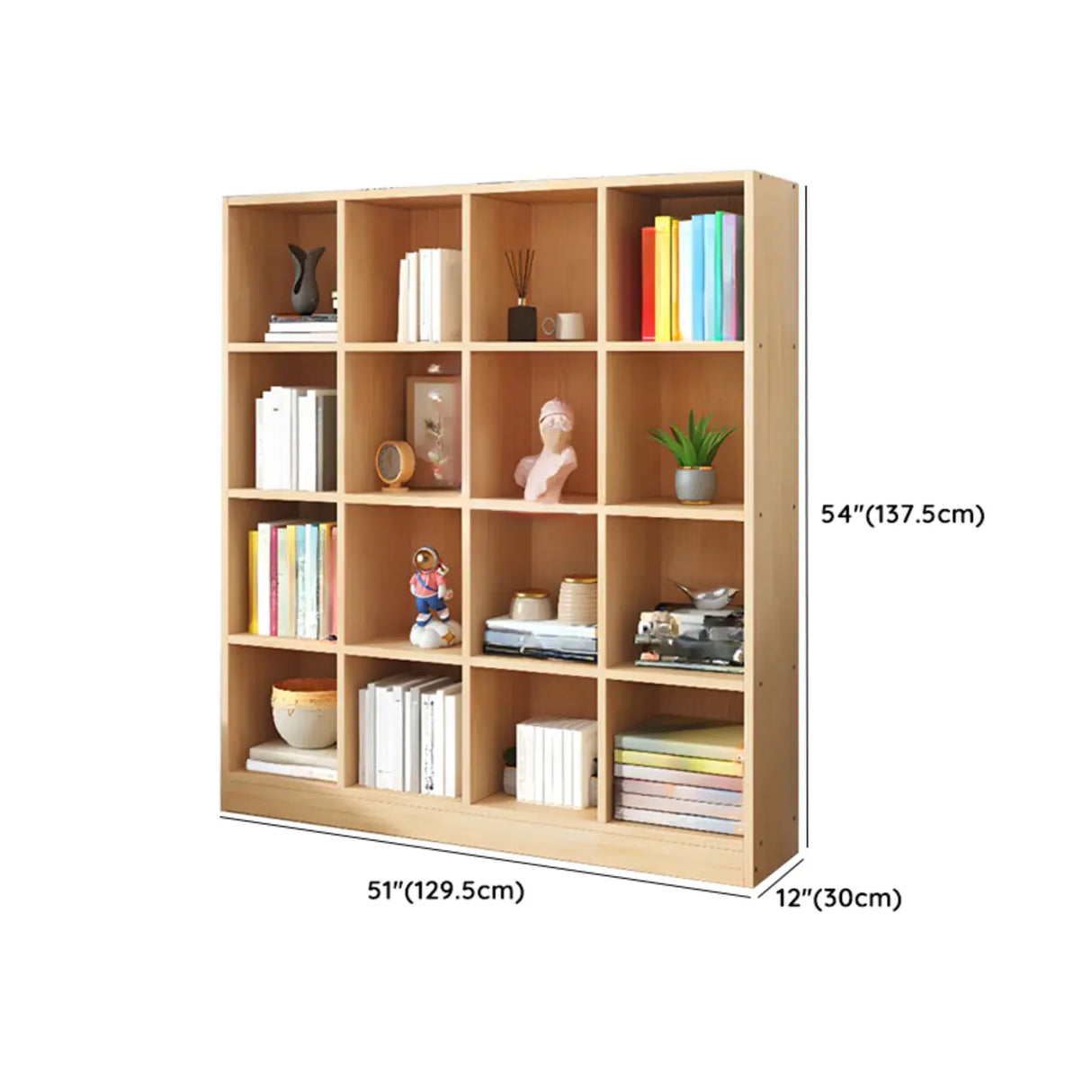 Simple Natural Finish Pine Closed Organizer Bookcase Image - 55