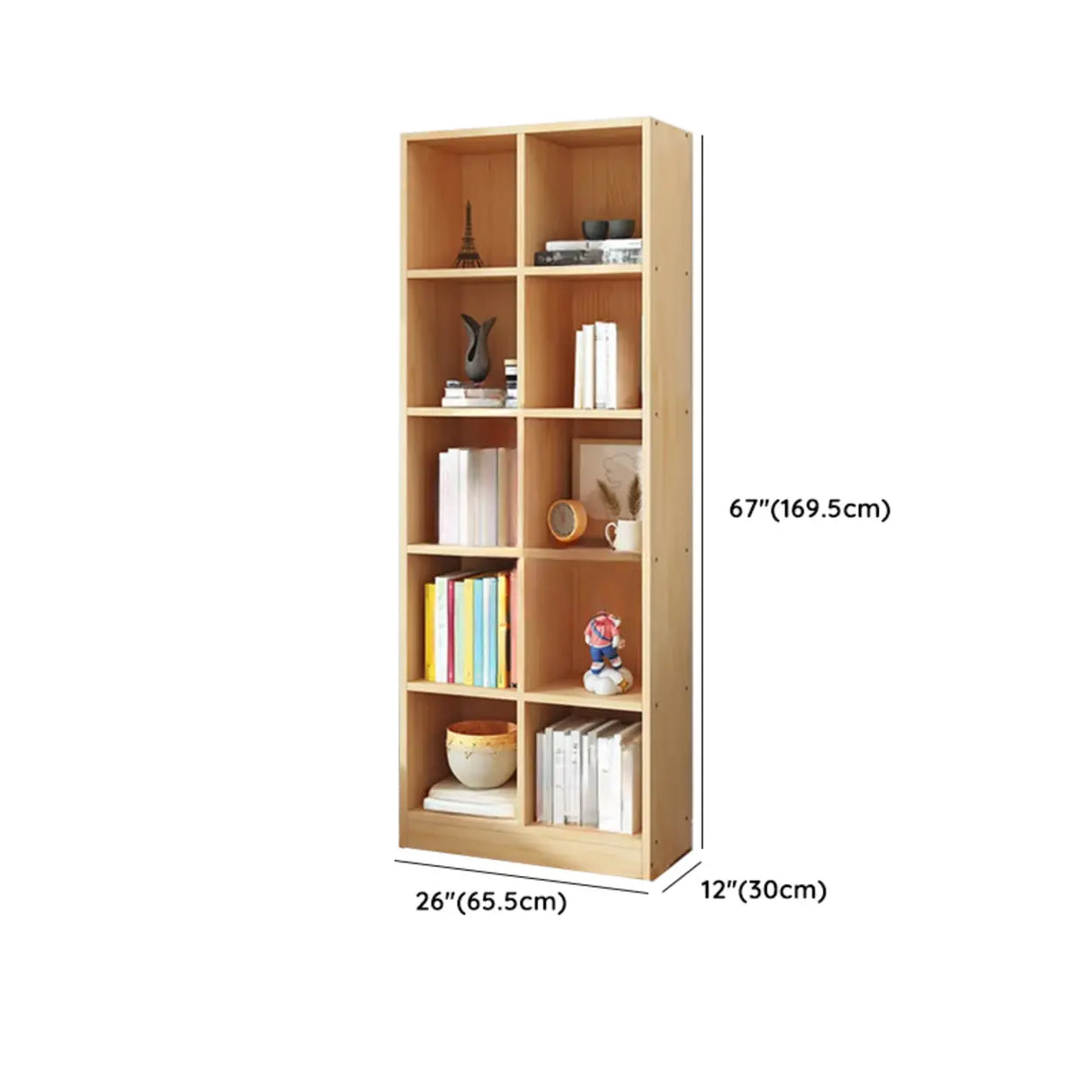 Simple Natural Finish Pine Closed Organizer Bookcase Image - 57