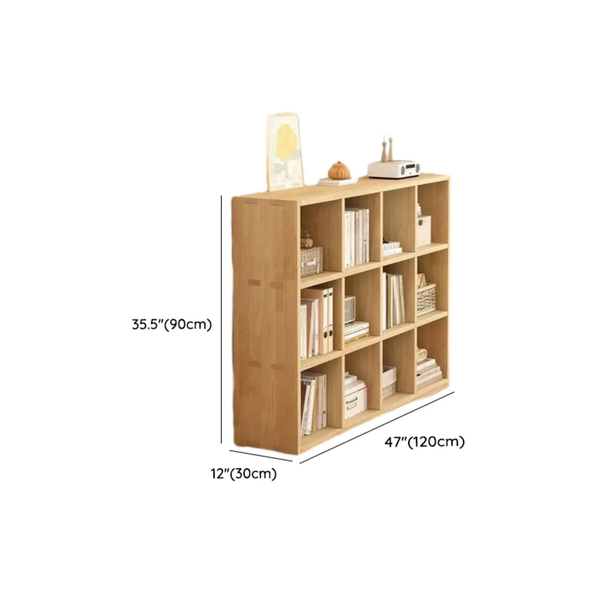 Simple Natural Finish Wood Rectangular Display Bookcase Image - 22