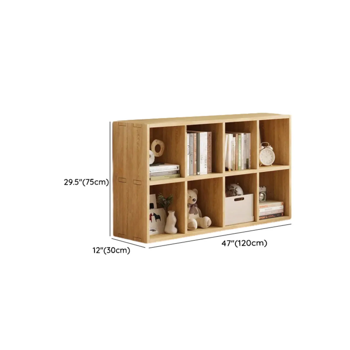 Simple Natural Finish Wood Rectangular Display Bookcase Image - 26