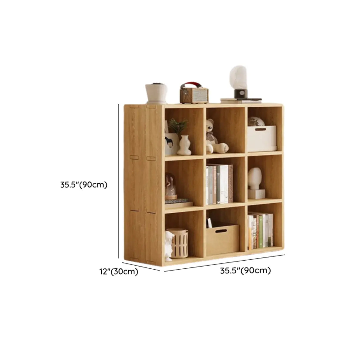 Simple Natural Finish Wood Rectangular Display Bookcase Image - 28
