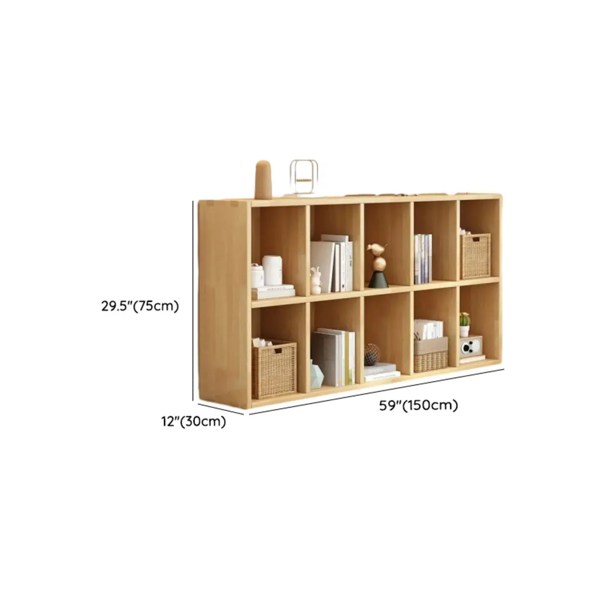 Simple Natural Finish Wood Rectangular Display Bookcase Image - 29