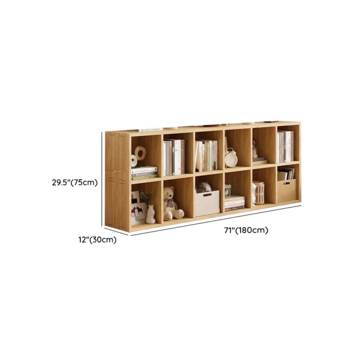 Simple Natural Finish Wood Rectangular Display Bookcase Image - 30