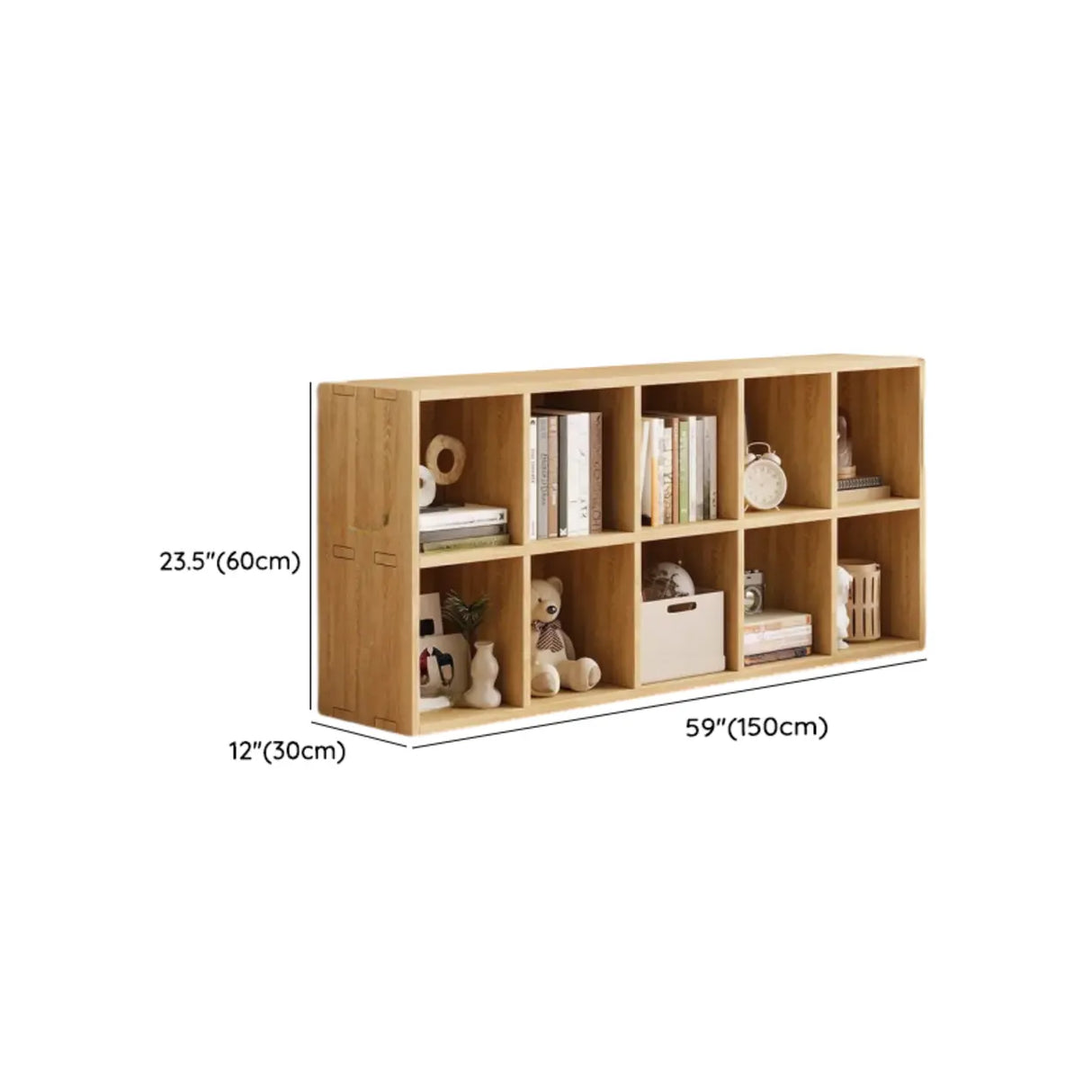 Simple Natural Finish Wood Rectangular Display Bookcase Image - 32