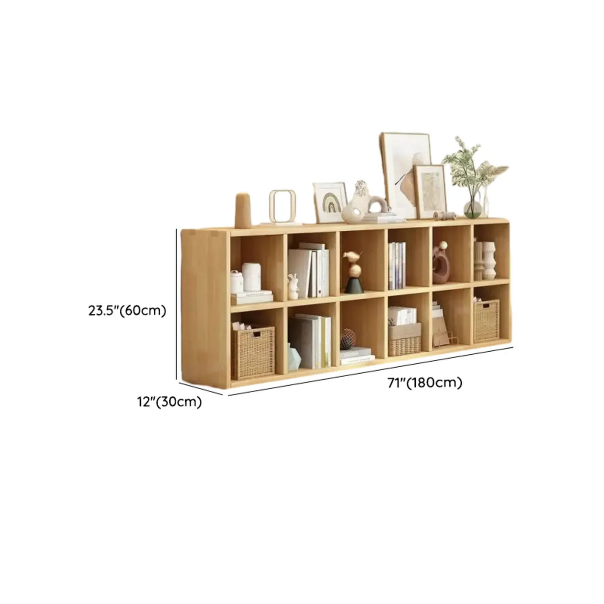 Simple Natural Finish Wood Rectangular Display Bookcase Image - 33