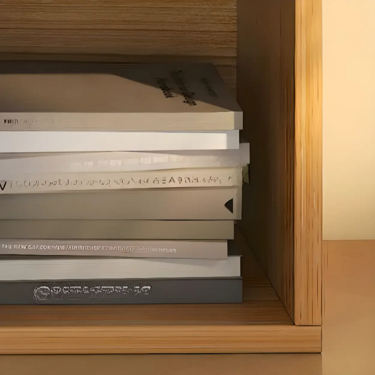 Simple Natural Finish Wood Rectangular Display Bookcase Image - 8