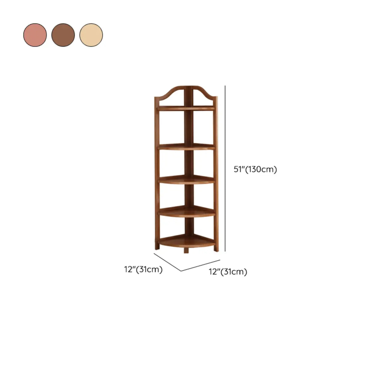 Simple Natural Wood Finish Corner Display Bookshelf Image - 22