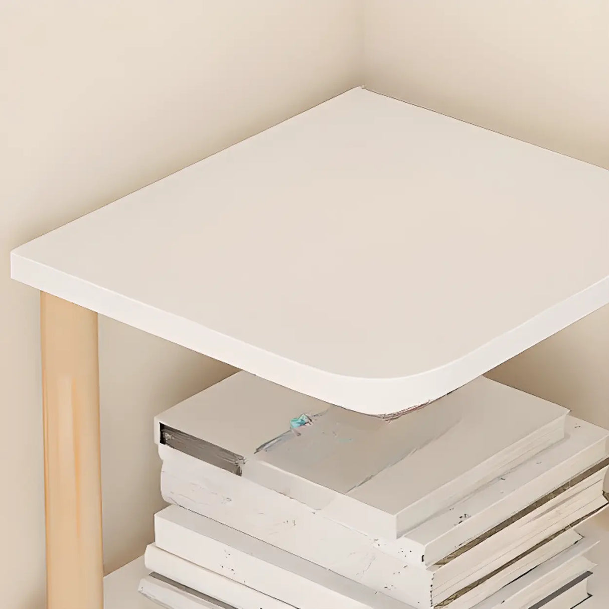 Simple Natural Wood Open Corner Organizer Bookshelf Image - 5