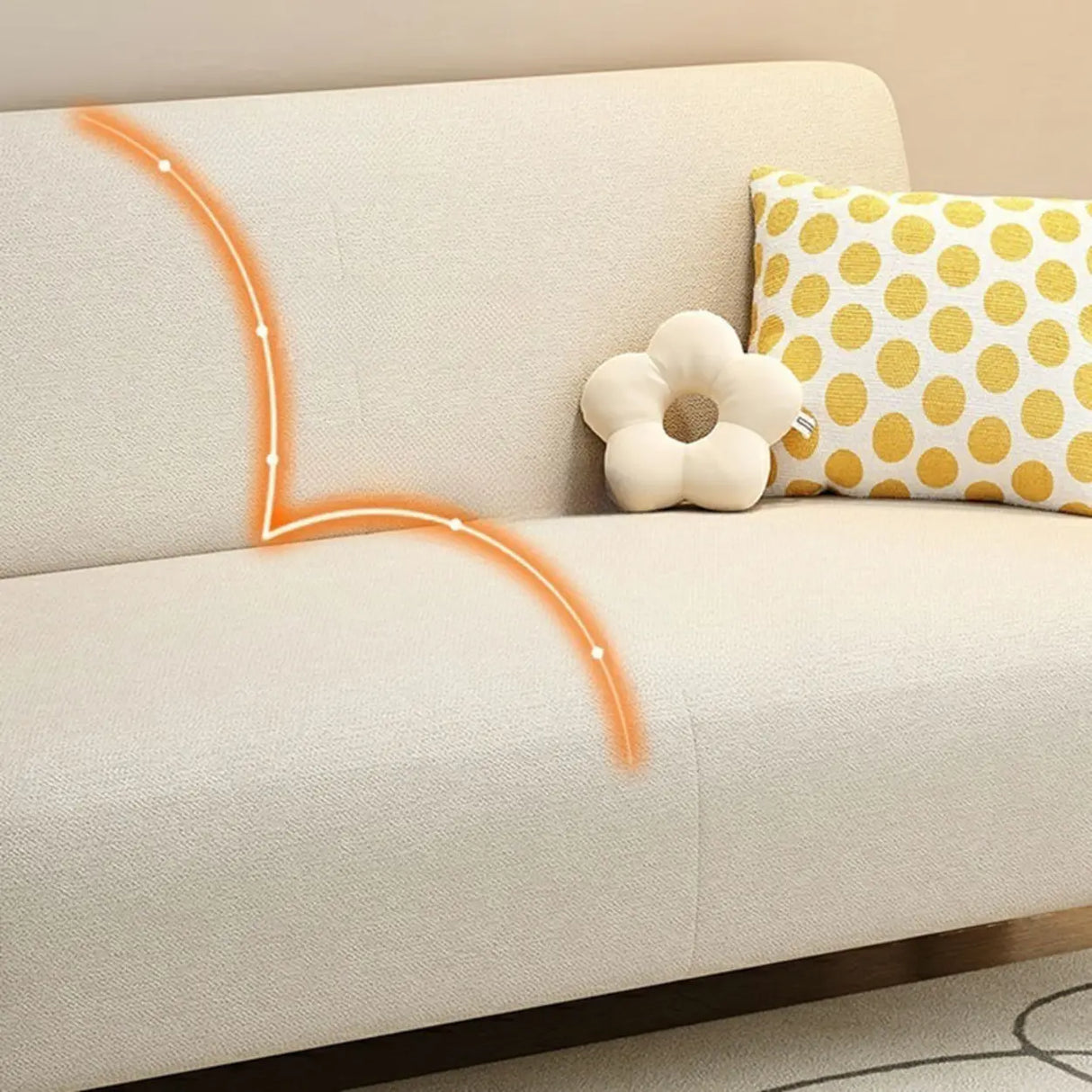 Simple Off-White Snowflake Velvet Square Arm Loveseat Image - 10