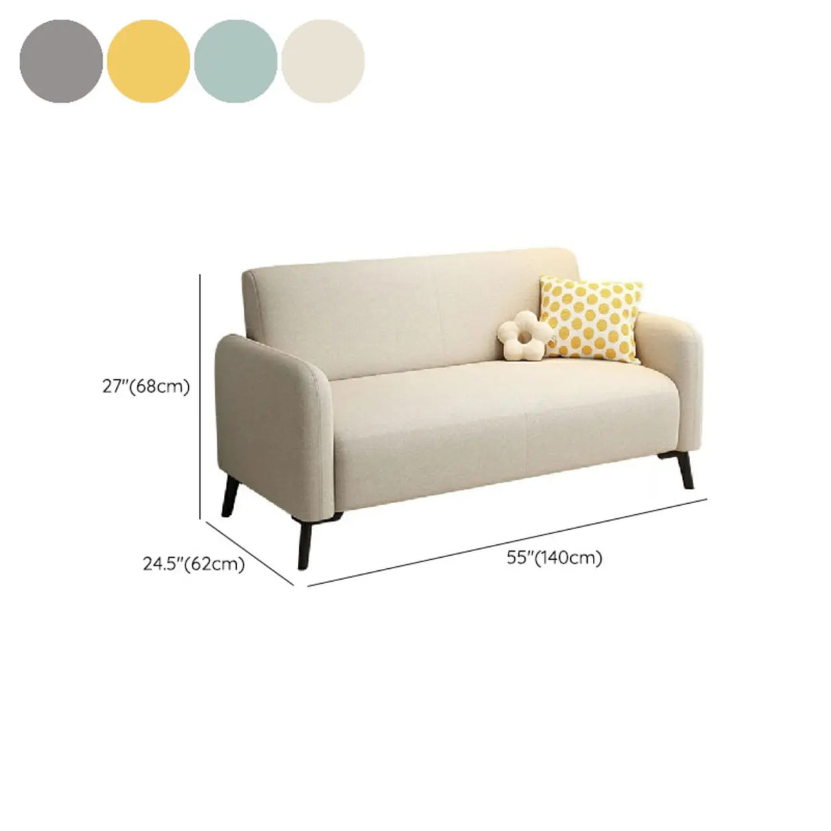 Simple Off-White Snowflake Velvet Square Arm Loveseat Image - 14