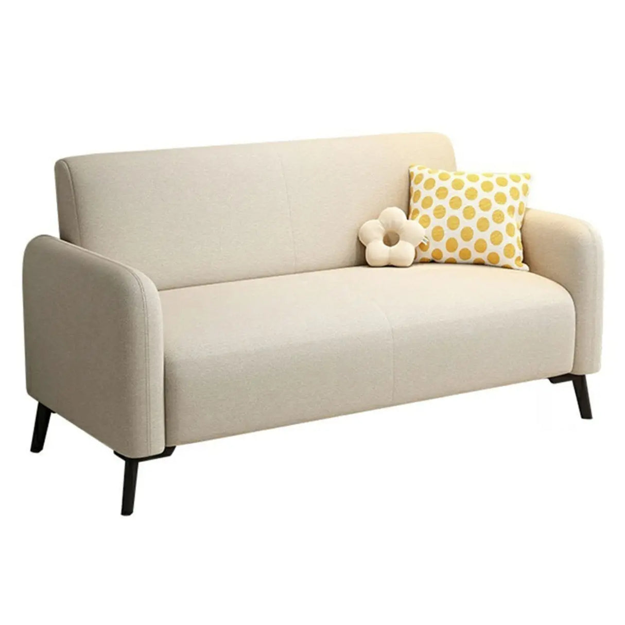 Simple Off-White Snowflake Velvet Square Arm Loveseat Image - 9