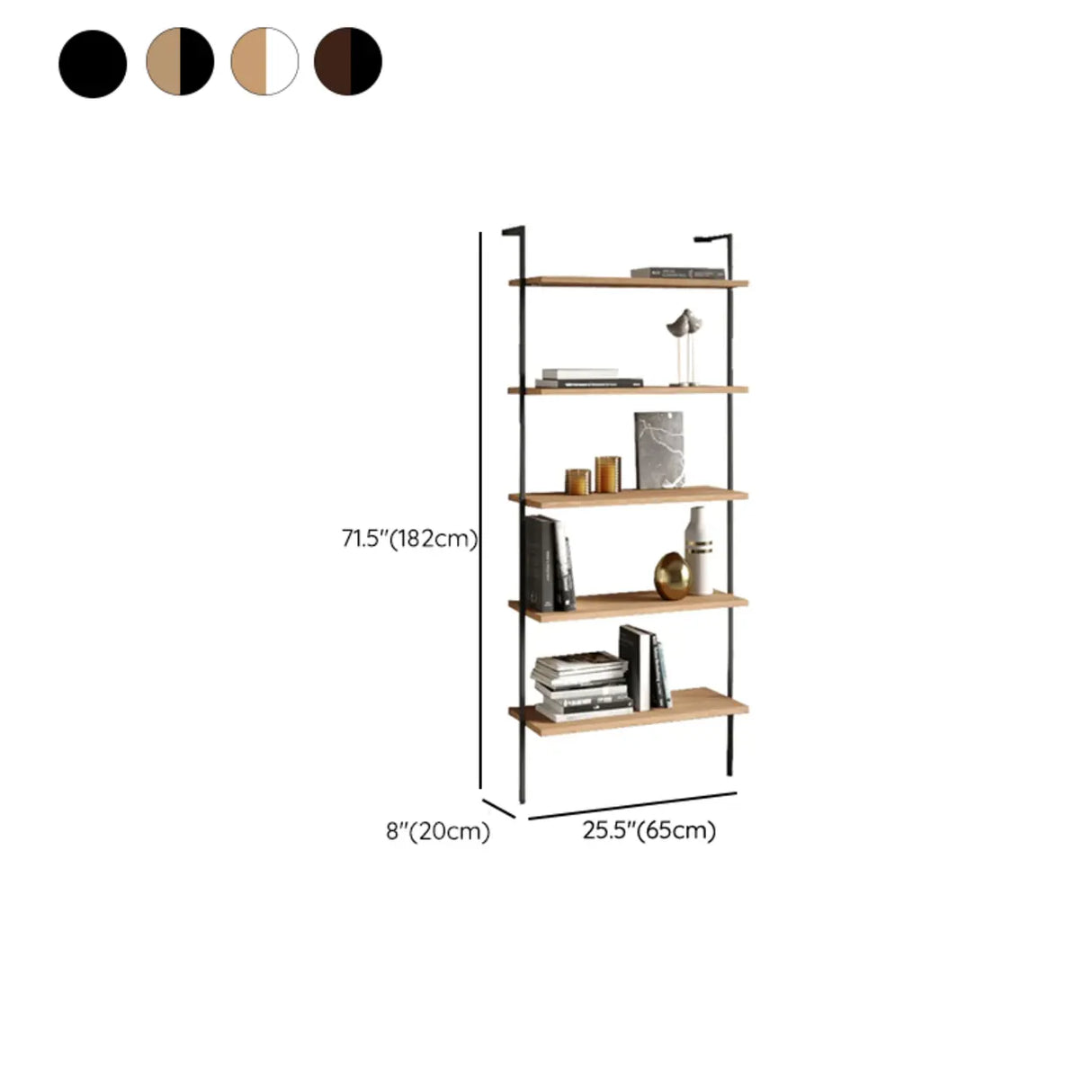 Simple Open Alloy Frame Vertical Multi-shelves Bookcase