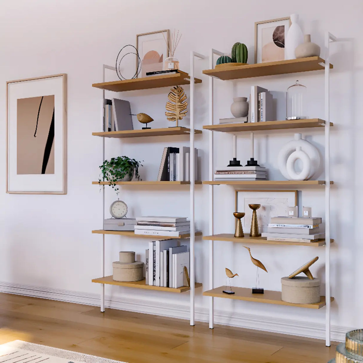 Simple Open Alloy Frame Vertical Multi-shelves Bookcase Image - 2
