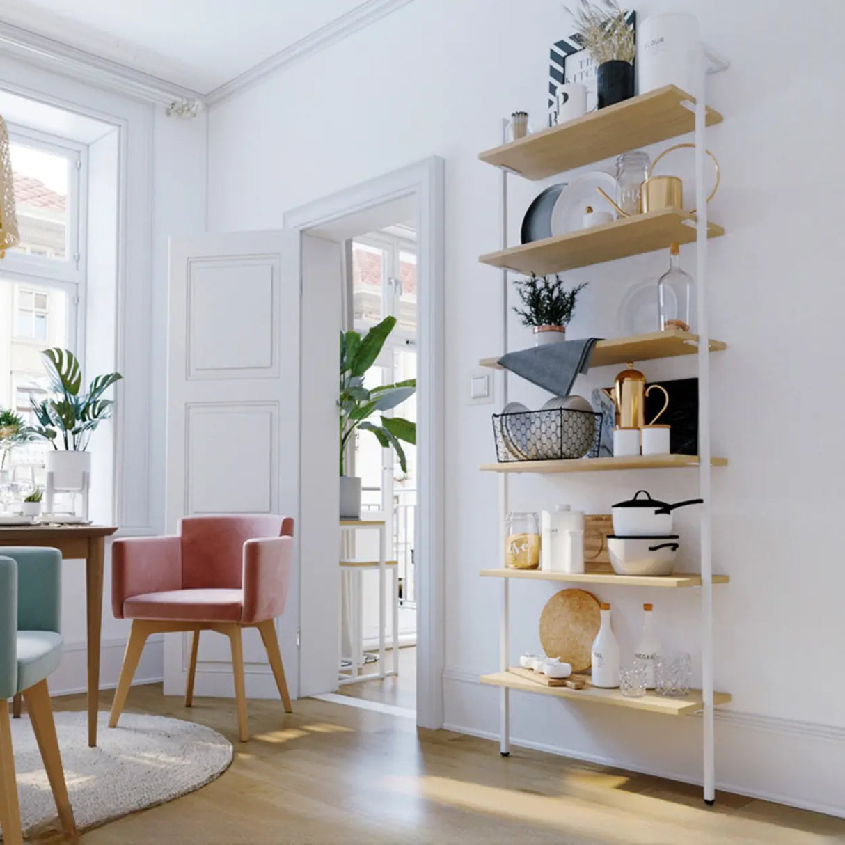 Simple Open Alloy Frame Vertical Multi-shelves Bookcase Image - 4