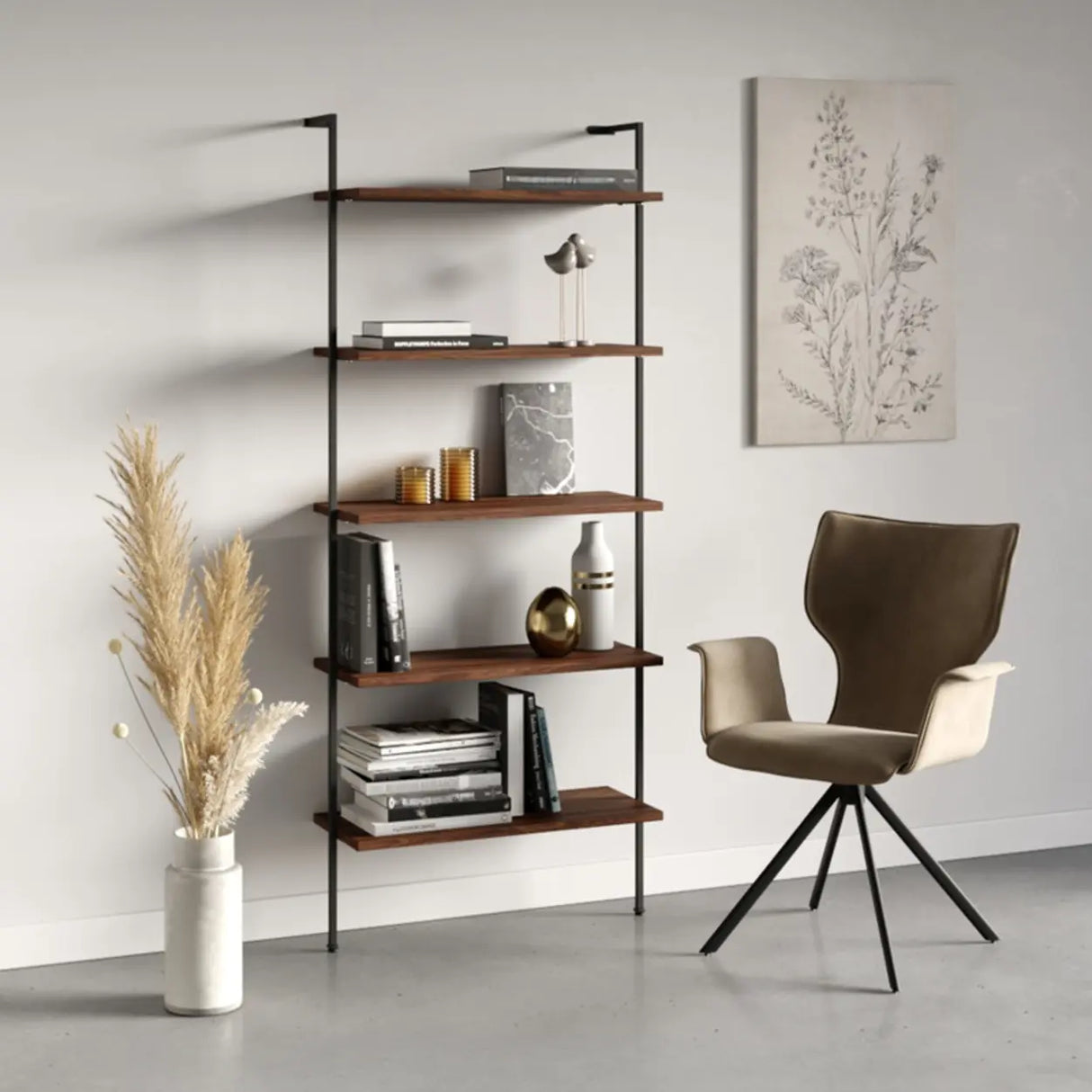 Simple Open Alloy Frame Vertical Multi-shelves Bookcase Image - 8