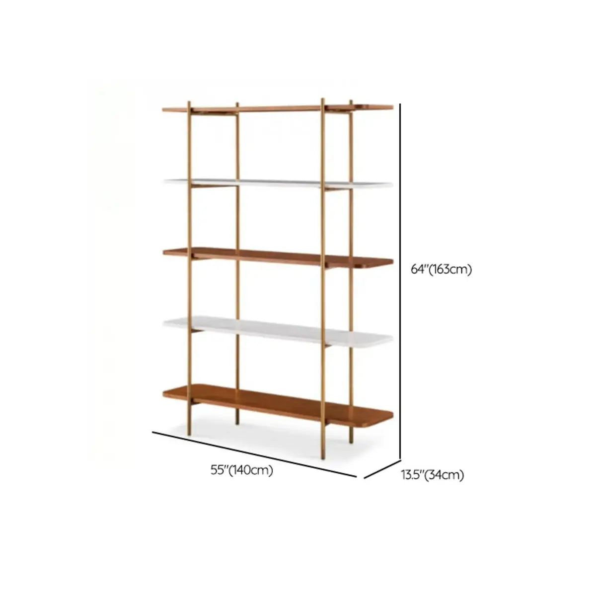Simple Open Back 5-Tier Walnut Brown Display Bookcase Image - 11