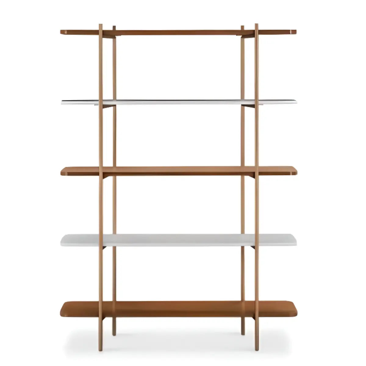 Simple Open Back 5-Tier Walnut Brown Display Bookcase Image - 4