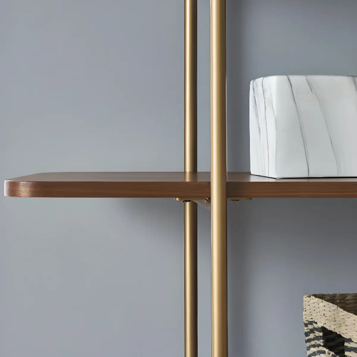 Simple Open Back 5-Tier Walnut Brown Display Bookcase Image - 7