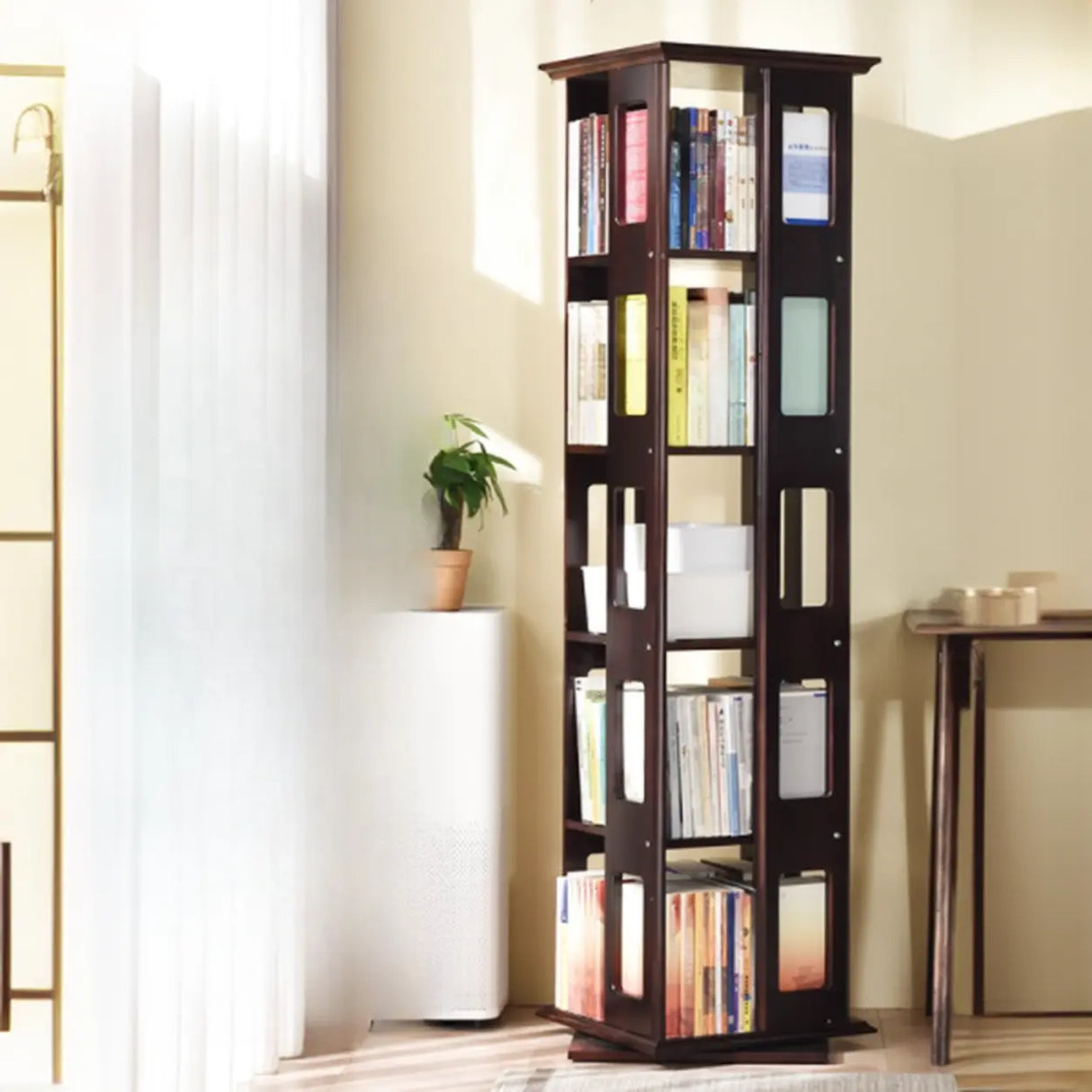 Simple Open Back Beech Wood Vertical Rectangle Bookcase Image - 3