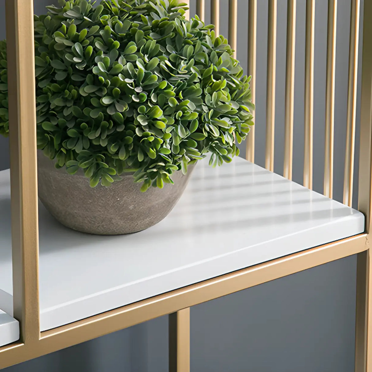 Simple Open Back White Vertical Display Bookshelf Image - 6