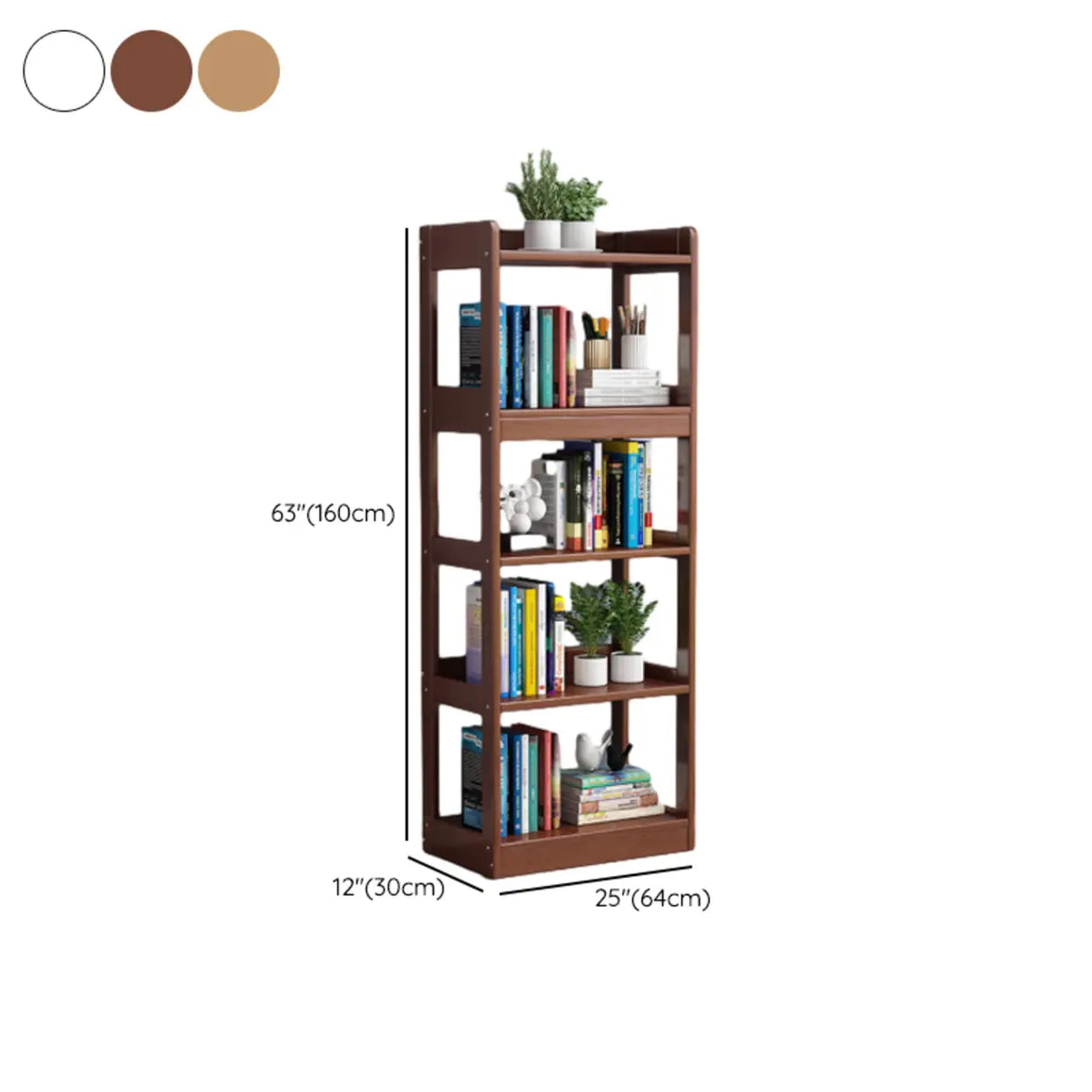 Simple Open-Back Wood Natural Finish Display Bookshelf Image - 20