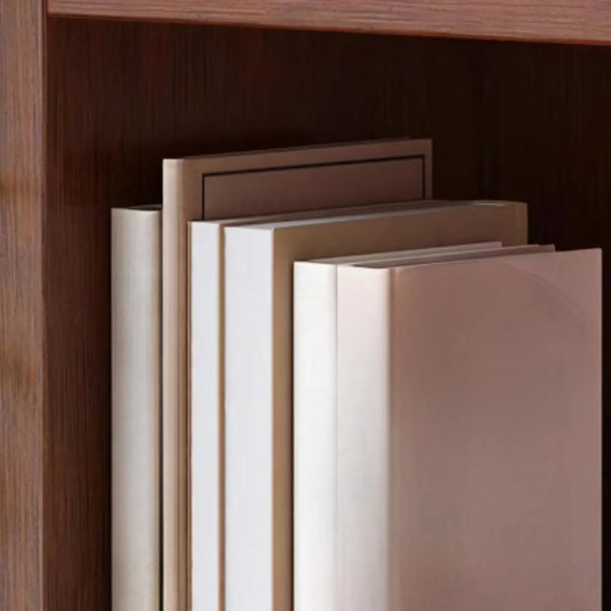 Simple Open Drawer Wood Narrow Bookcase White Image - 11