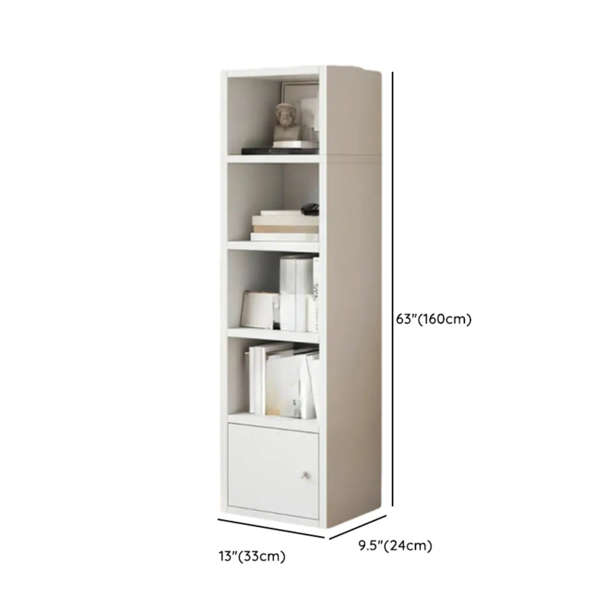 Simple Open Drawer Wood Narrow Bookcase White Image - 19