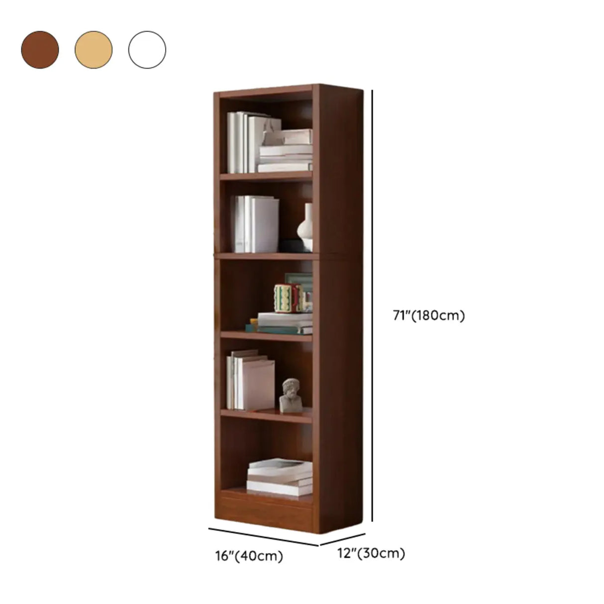 Simple Open Drawer Wood Narrow Bookcase White Image - 21