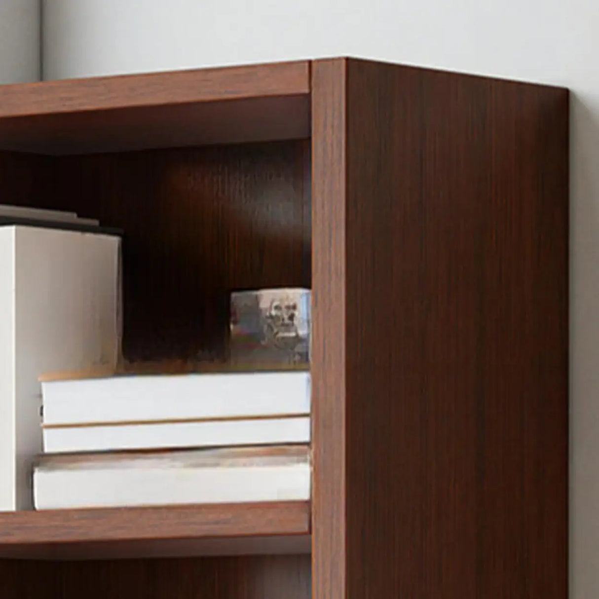 Simple Open Drawer Wood Narrow Bookcase White Image - 6