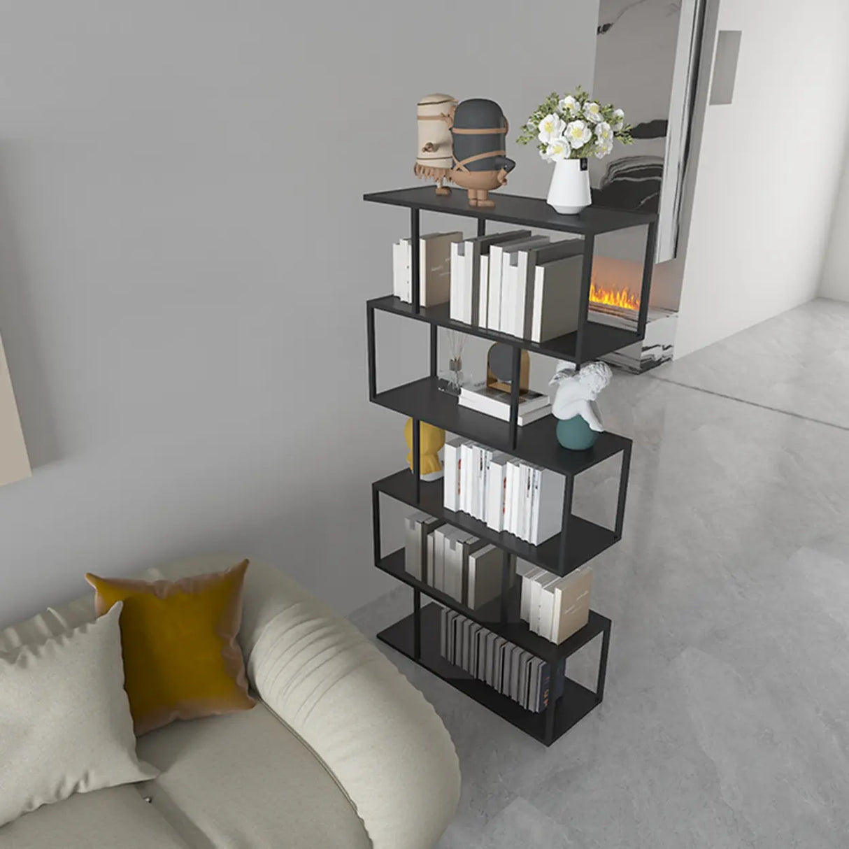 Simple Open Geometric Frame Alloy Display Bookshelf Image - 1