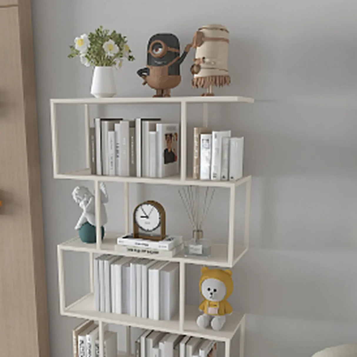 Simple Open Geometric Frame Alloy Display Bookshelf Image - 10
