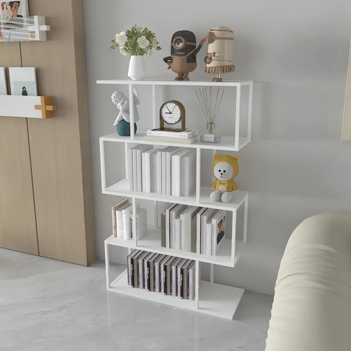 Simple Open Geometric Frame Alloy Display Bookshelf Image - 11