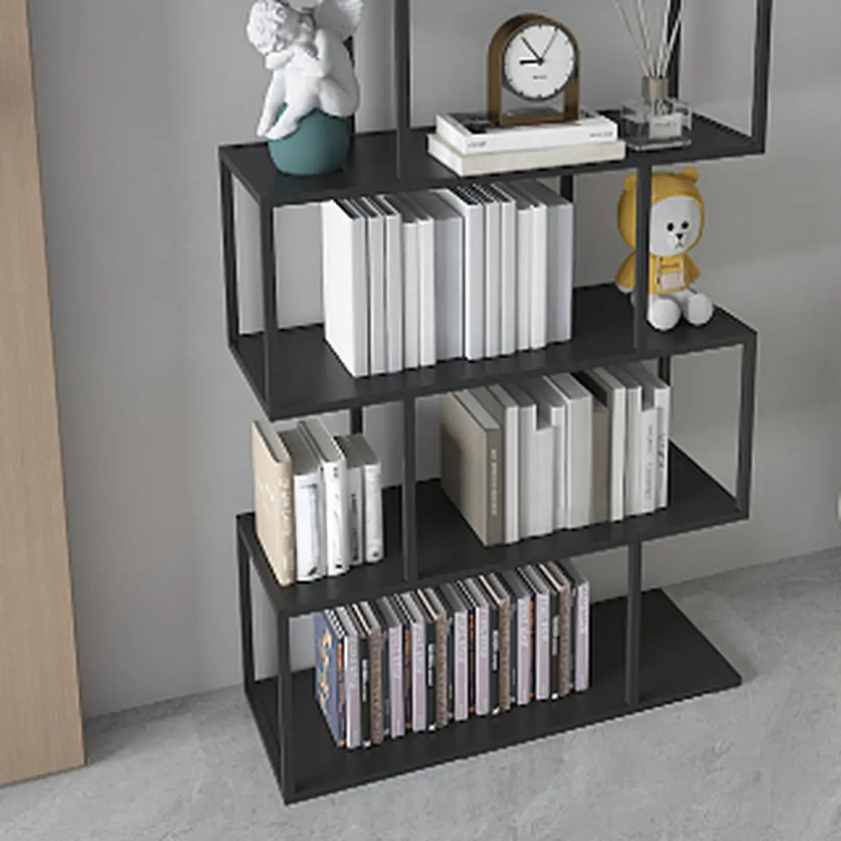 Simple Open Geometric Frame Alloy Display Bookshelf Image - 12