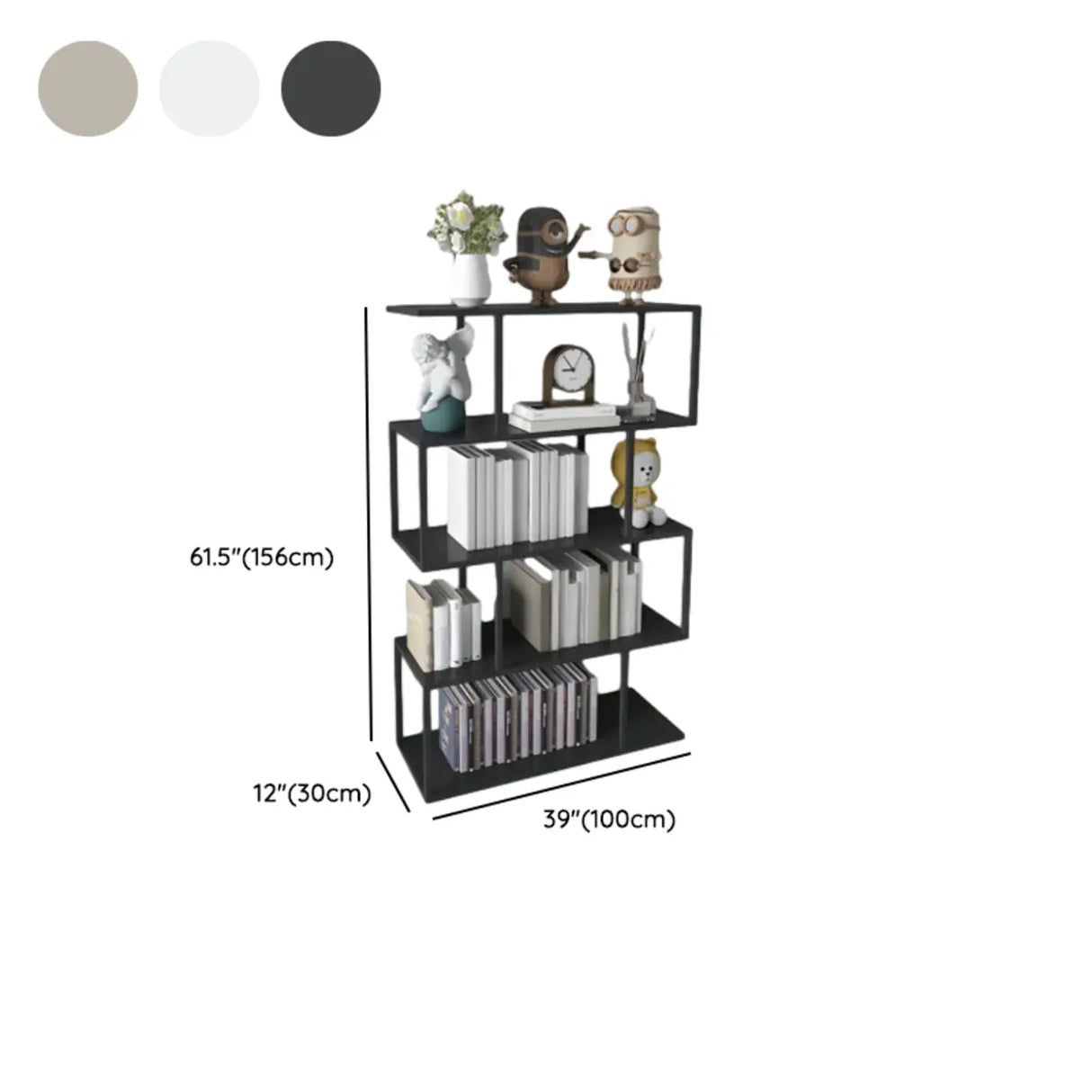 Simple Open Geometric Frame Alloy Display Bookshelf Image - 14