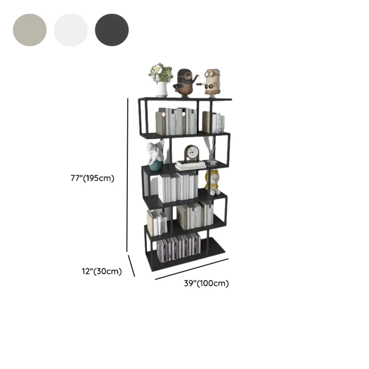 Simple Open Geometric Frame Alloy Display Bookshelf Image - 15