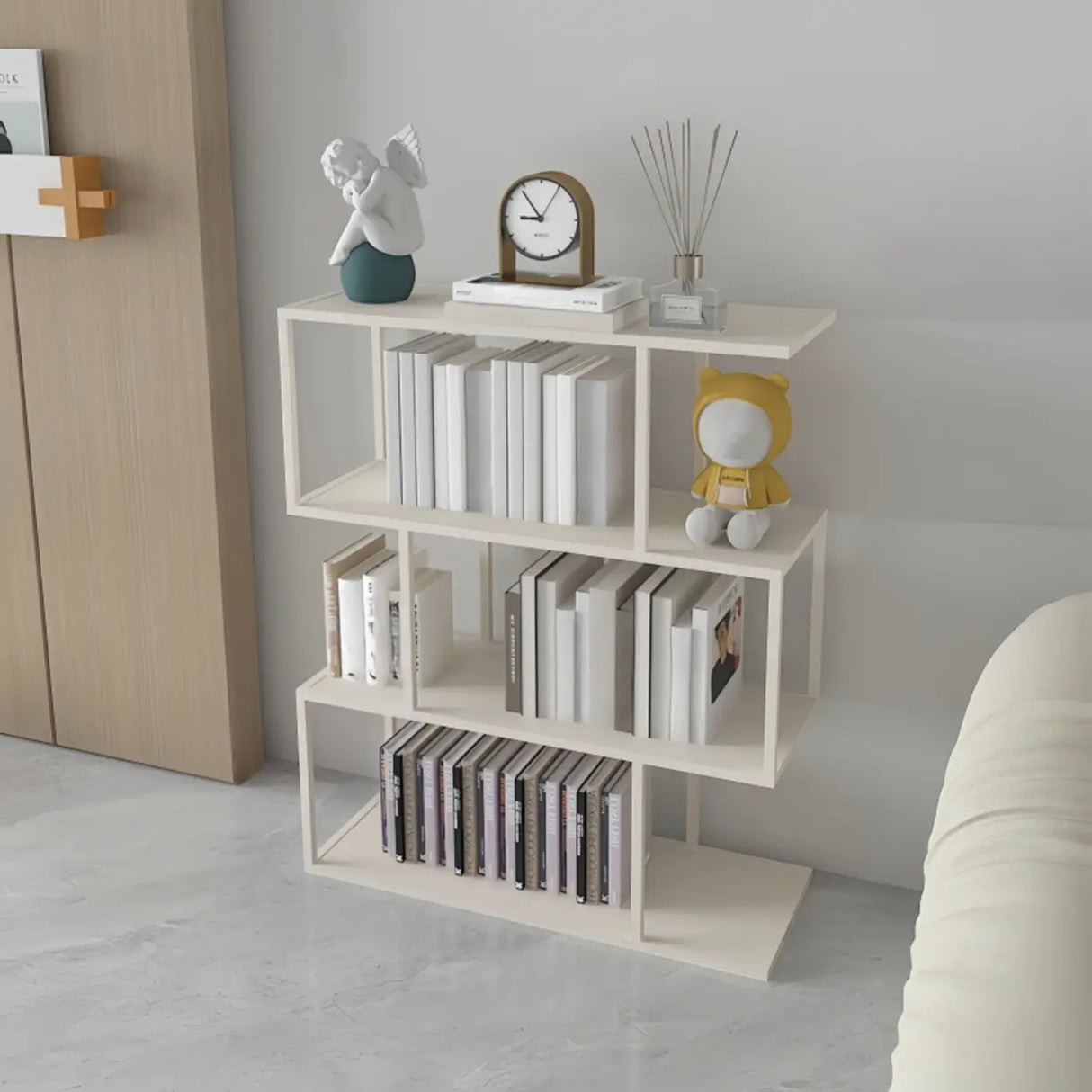 Simple Open Geometric Frame Alloy Display Bookshelf Image - 2