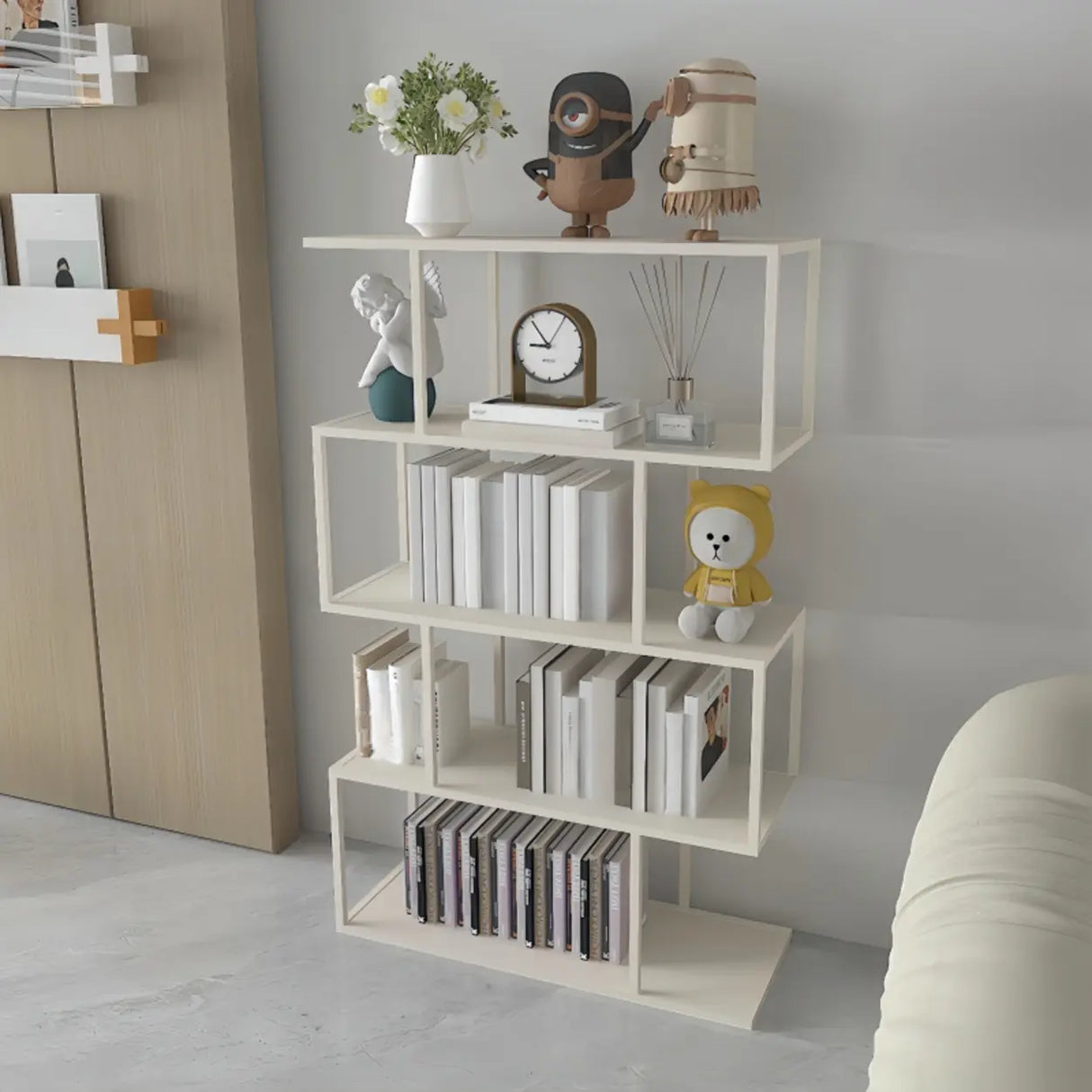 Simple Open Geometric Frame Alloy Display Bookshelf Image - 3