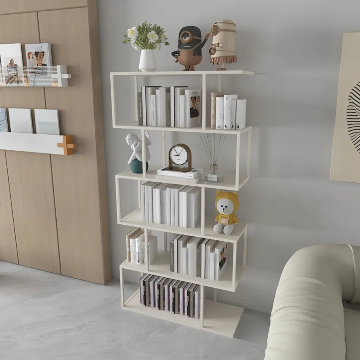 Simple Open Geometric Frame Alloy Display Bookshelf Image - 4