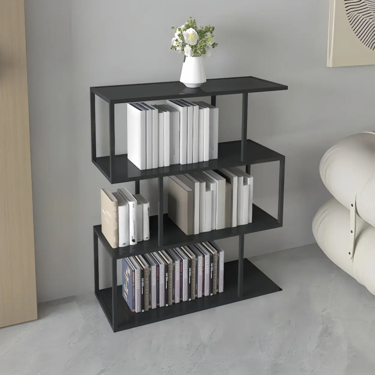 Simple Open Geometric Frame Alloy Display Bookshelf Image - 5