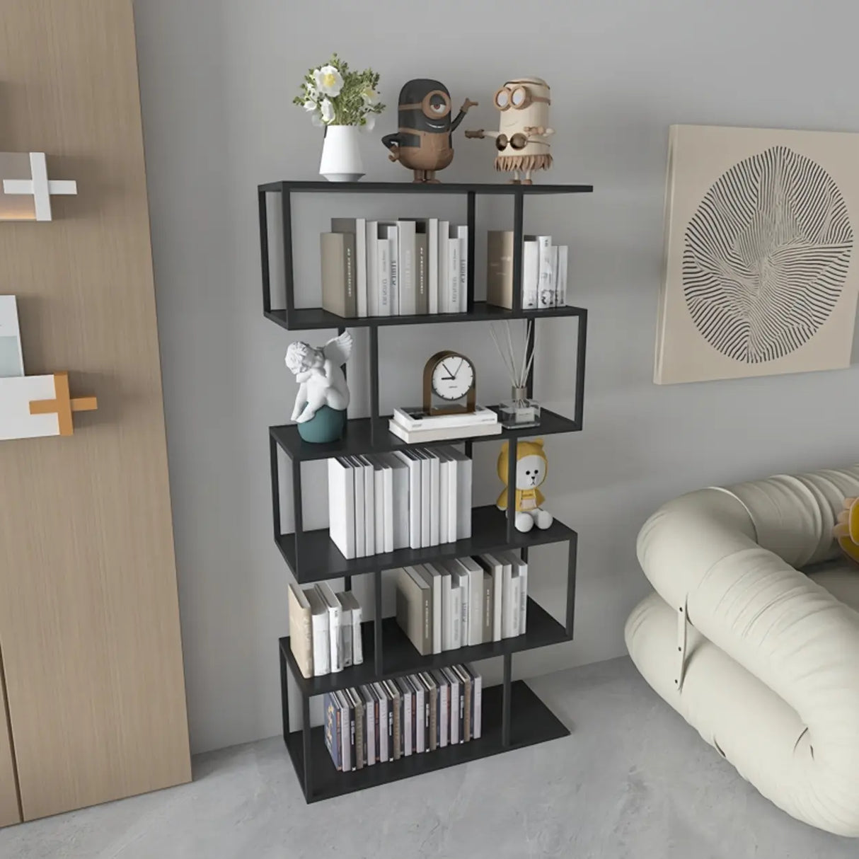 Simple Open Geometric Frame Alloy Display Bookshelf Image - 6